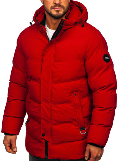 Giubbotto parka invernale trapuntato da uomo rosso Bolf 7330