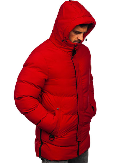 Giubbotto parka invernale trapuntato da uomo rosso Bolf 7330