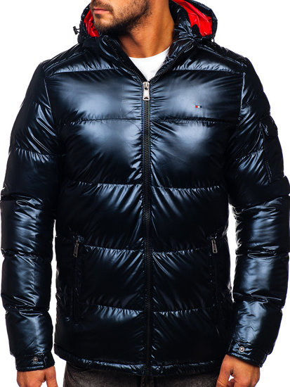 Giubbotto sportivo trapuntato oversize invernale da uomo blu Bolf EX2138B