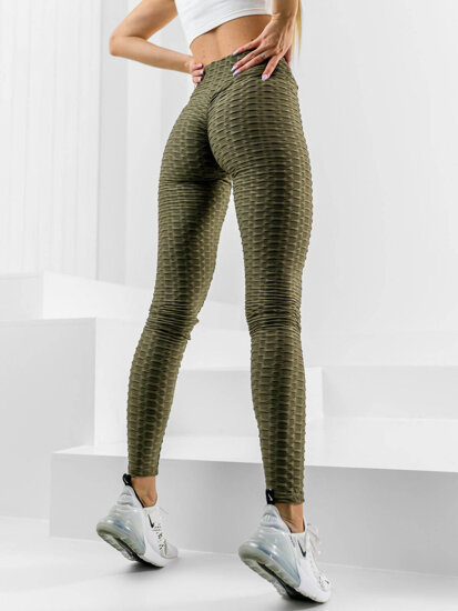 Leggings a coste da donna khaki Bolf HL157