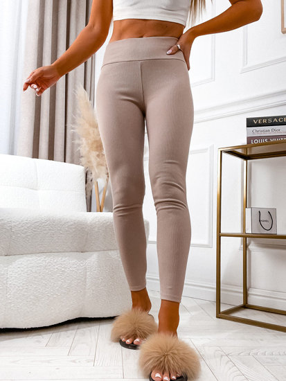 Leggings a costine da donna cappuccino Bolf 020A