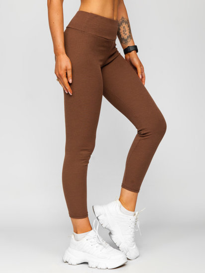 Leggings a costine da donna cioccolato Bolf 020