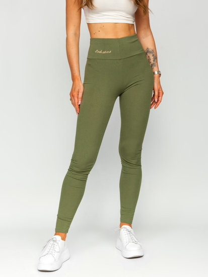 Leggings a costine da donna khaki Bolf W7501