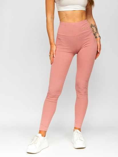 Leggings a costine da donna rosa Bolf W7501