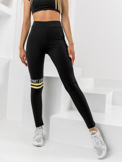 Leggings con stampa da donna nero-gialli Bolf W82350