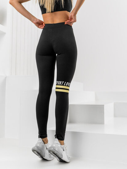 Leggings con stampa da donna nero-gialli Bolf W82350