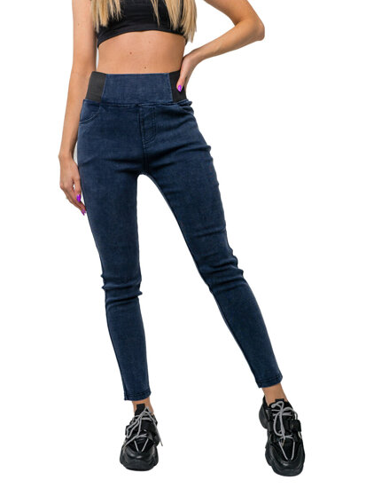 Leggings in denim da donna blu Bolf S111