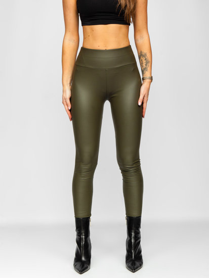 Leggings in ecopelle da donna khaki Bolf YY83NM