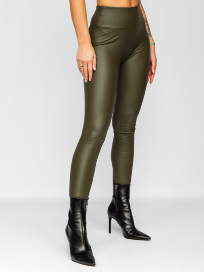 Leggings in ecopelle da donna khaki Bolf YY83NM