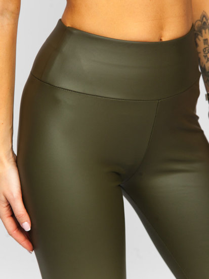 Leggings in ecopelle da donna khaki Bolf YY83NM