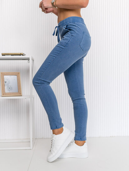 Leggings in jeans da donna azzurro Bolf S108