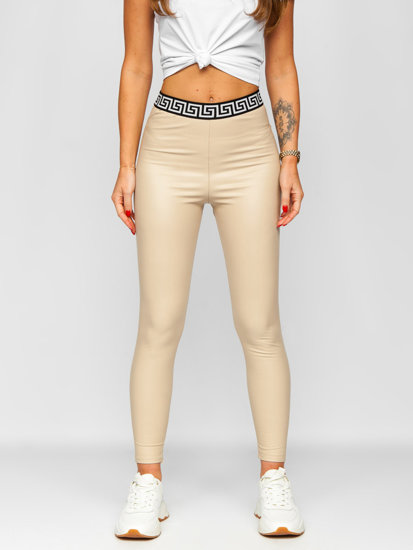 Leggings in similpelle da donna beige Bolf MY16572