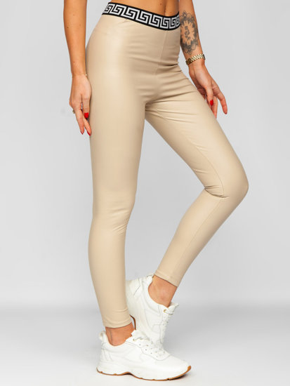 Leggings in similpelle da donna beige Bolf MY16572