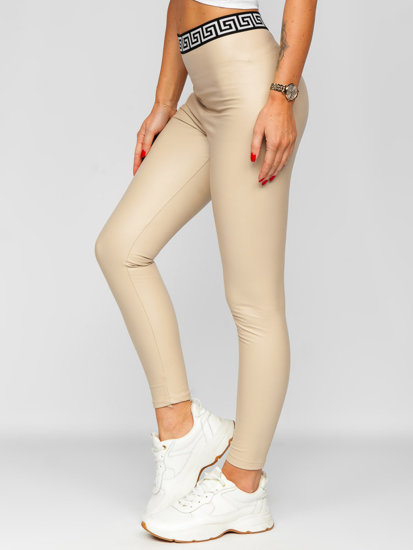 Leggings in similpelle da donna beige Bolf MY16572