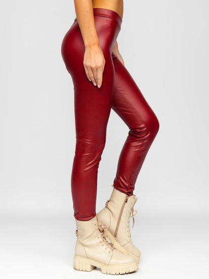 Leggings in similpelle da donna bordò Bolf 0012