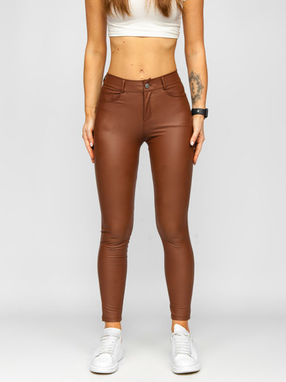 Leggings in similpelle da donna cioccolato Bolf DM850