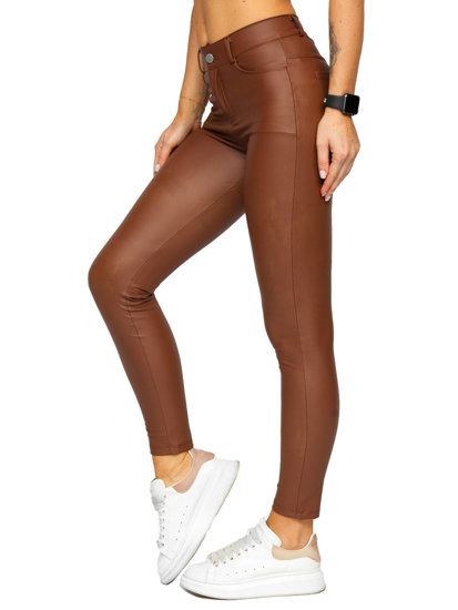 Leggings in similpelle da donna cioccolato Bolf DM850