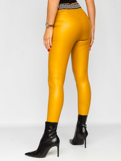 Leggings in similpelle da donna gialli Bolf MY16572