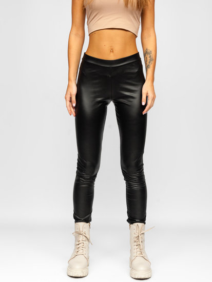 Leggings in similpelle da donna neri Bolf 0012