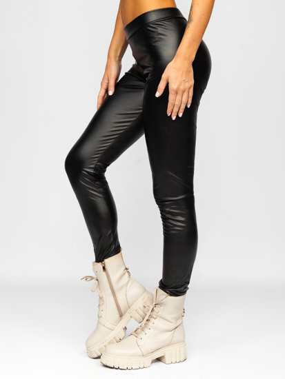 Leggings in similpelle da donna neri Bolf 0012