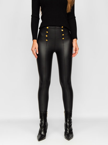 Leggings in similpelle da donna neri Bolf J52958