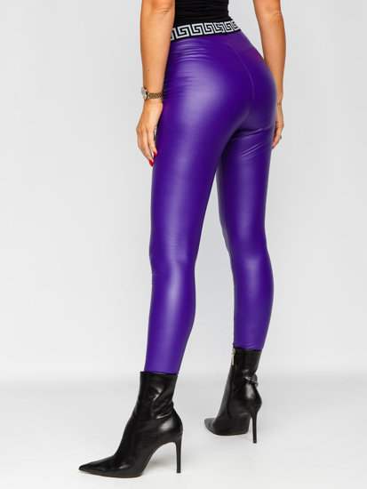 Leggings in similpelle da donna viola Bolf MY16572