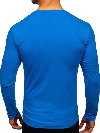 Longsleeve a scollo V senza stampa da uomo azzurro Bolf 172008