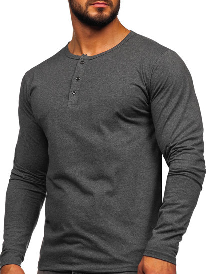 Longsleeve abbottonato da uomo antracite Bolf 1114