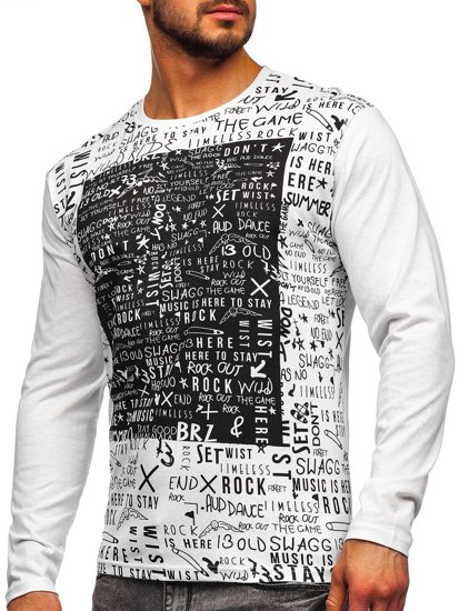 Longsleeve con stampa da uomo bianco Bolf 1213