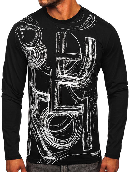 Longsleeve con stampa da uomo nera Bolf 146743