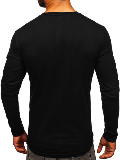 Longsleeve con stampa da uomo nera Bolf 146744