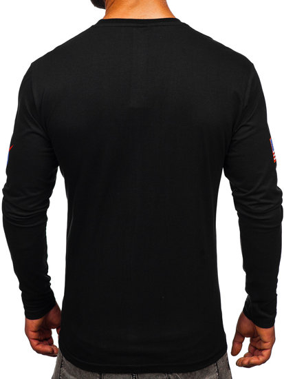 Longsleeve con stampa da uomo nera Bolf 146748