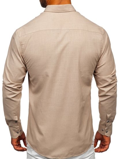 Longsleeve di cotone a maniche lunghe da uomo beige Bolf 20701