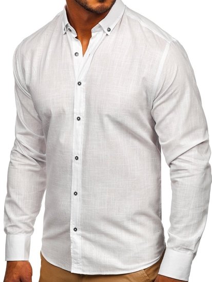 Longsleeve di cotone a maniche lunghe da uomo bianco Bolf 20701