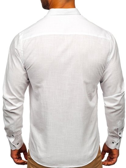 Longsleeve di cotone a maniche lunghe da uomo bianco Bolf 20701