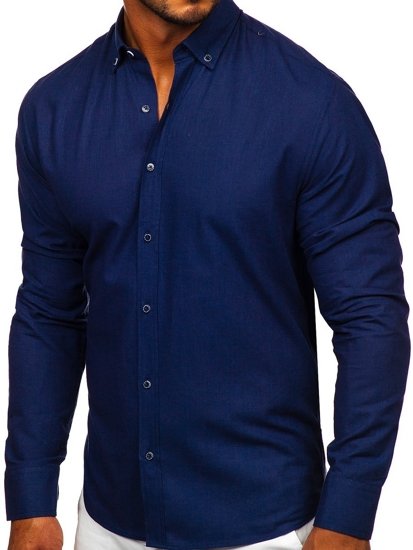 Longsleeve di cotone a maniche lunghe da uomo blu Bolf 20701