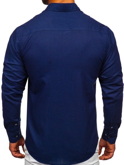 Longsleeve di cotone a maniche lunghe da uomo blu Bolf 20701