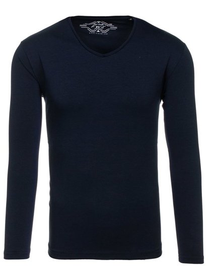 Longsleeve senza stampa da uomo blu Bolf 172008