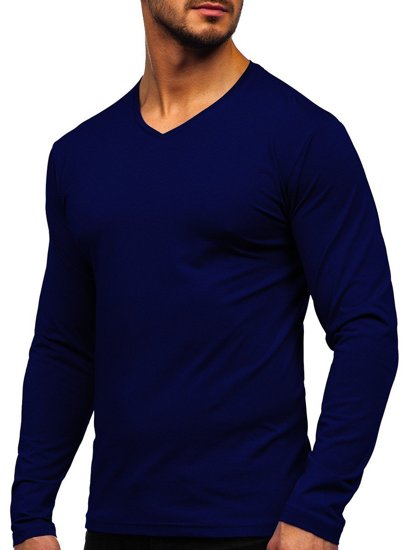 Longsleeve senza stampa da uomo blu Bolf 172008