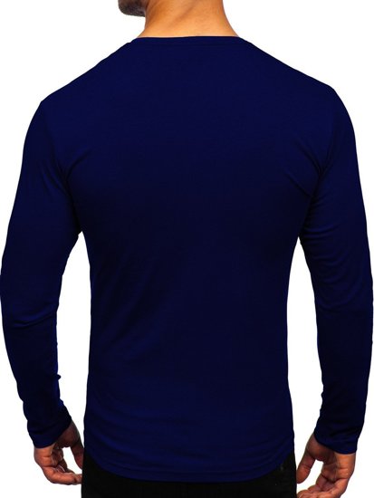 Longsleeve senza stampa da uomo blu Bolf 172008