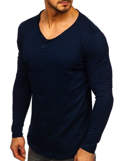 Longsleeve senza stampa da uomo blu Bolf 5059