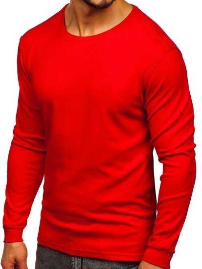 Longsleeve senza stampa da uomo rosso Bolf 145359