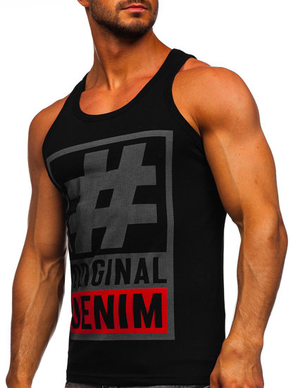 Maglietta Bodybuilding tank top con stampa nero-grafite Bolf 14834