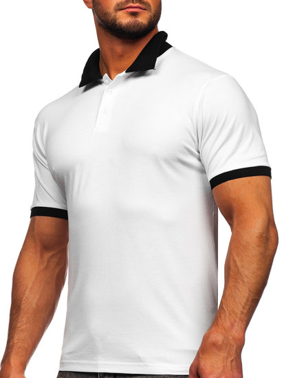 Maglietta polo da uomo bianco-nera Bolf 0003