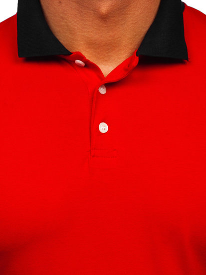 Maglietta polo da uomo rosso-nera Bolf 0003