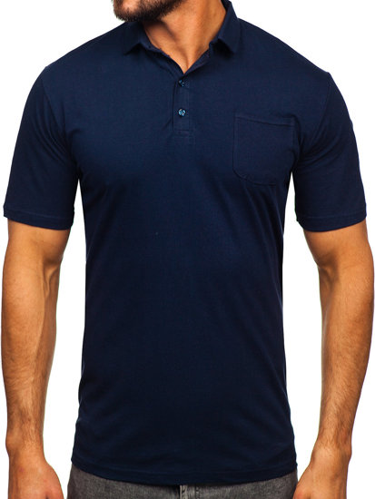 Maglietta polo in cotone da uomo blu Bolf 143006