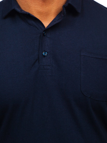 Maglietta polo in cotone da uomo blu Bolf 143006