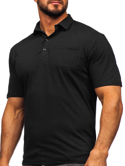 Maglietta polo in cotone da uomo nera Bolf 143006