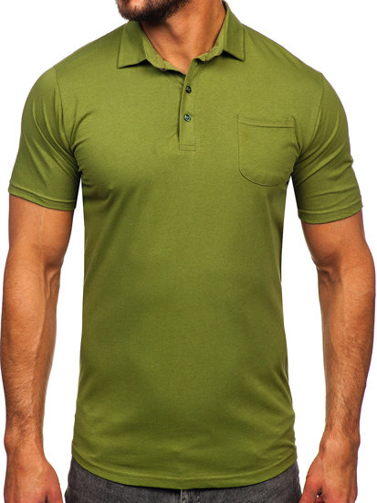 Maglietta polo in cotone da uomo verde Bolf 143006