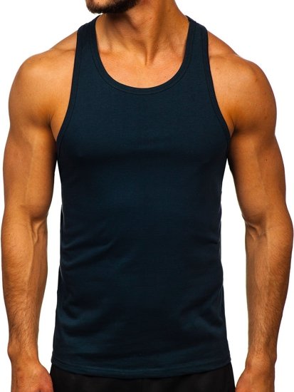 Maglietta tank top senza stampa blu Bolf 99002